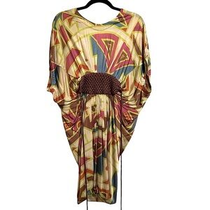 Anthropologie Conditions Apply Geometric Print Jersey Dress Boho Multicolor Sz S